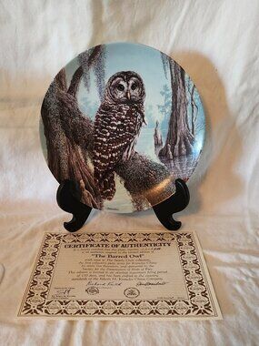 Edwin M. Knowles China "The Barred Owl" Collector's Plate The Bradford Exchange